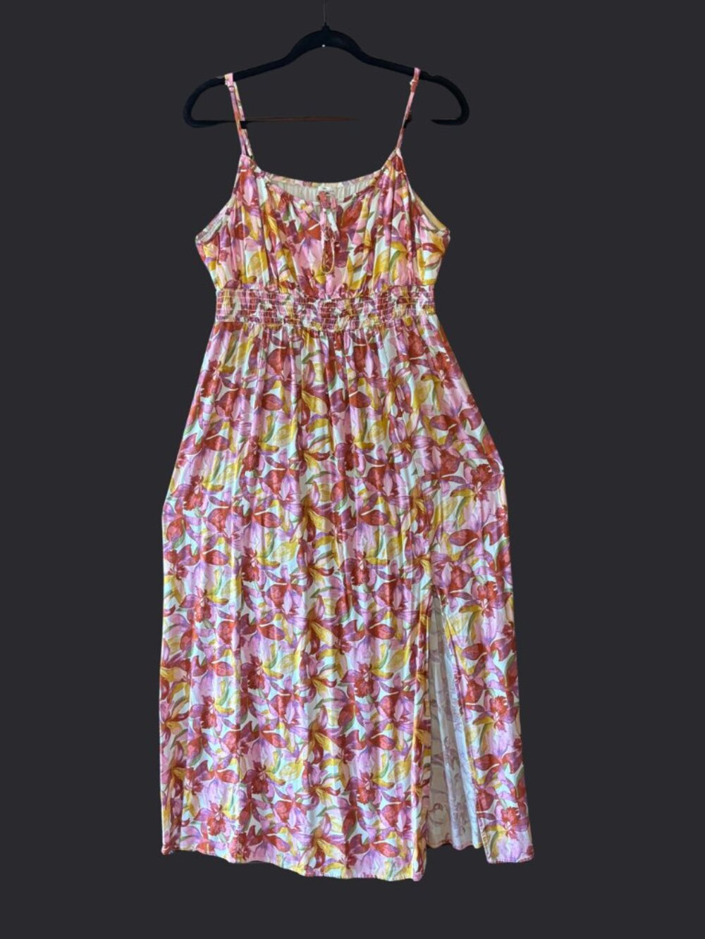 Mason & Belle Floral Maxi Dress Pink Watercolor Boho Sundress Size Large